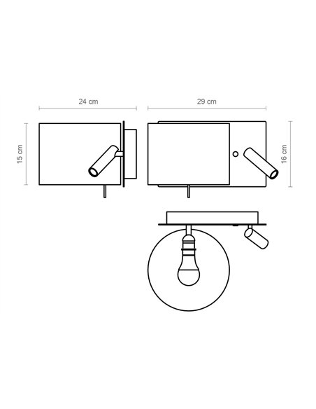 Lámpara de pared Rum – Luxcambra – Lámpara con lector, Pantalla de algodón