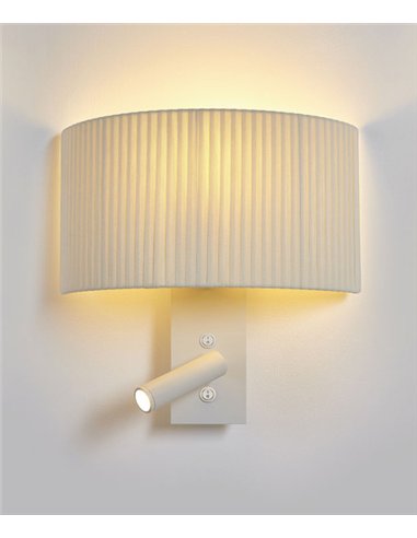 Aplique de pared Corba – Luxcambra – Lámpara con lector, Pantalla de algodón