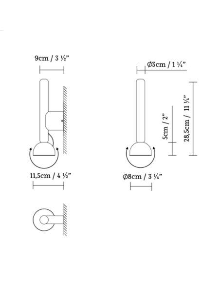 Aplique de pared Berry W - B.lux - Cabezal magnético orientable con luz focal