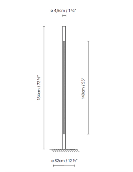 Lámpara de pie Solid F - B.lux - Diseño tubular vertical con óptica darklight y luz LED de confort
