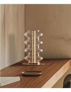 Lámpara de mesa Vitree - Aromas - Cristal transparente ondulado con tira LED táctil