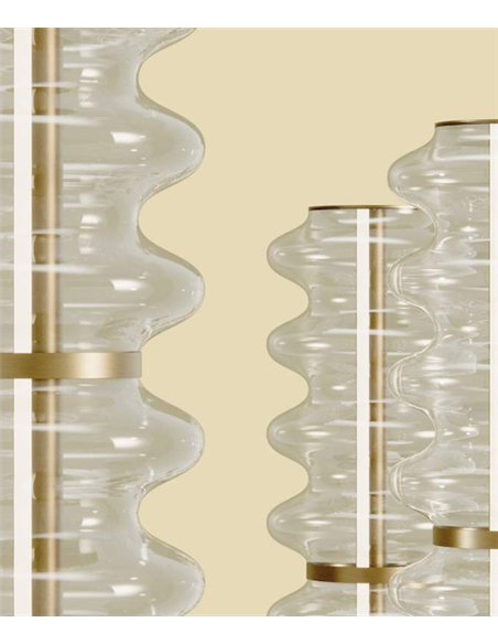 Lámpara de mesa Vitree - Aromas - Cristal transparente ondulado con tira LED táctil