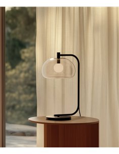 Lámpara de sobremesa Cloud - Aromas - Diseño curvo con pantalla de cristal y base de mármol