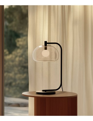 Lámpara de sobremesa Cloud - Aromas - Diseño curvo con pantalla de cristal y base de mármol