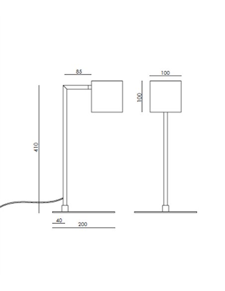 Lámpara de mesa Cubic - Aromas - Pantalla cúbica de alabastro con regulador en cable
