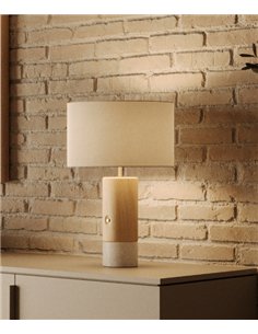 Lámpara de mesa Sano - Aromas - Base de madera y piedra con regulador integrado