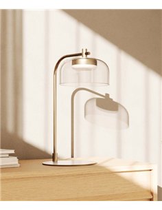 Lámpara de mesa Ipon - Aromas - Estructura arqueada con pantalla de cristal