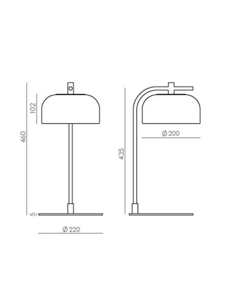Lámpara de mesa Ipon - Aromas - Estructura arqueada con pantalla de cristal
