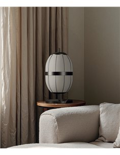 Lámpara de mesa Pull - Aromas - Pantalla ovalada de lino con base circular de mármol