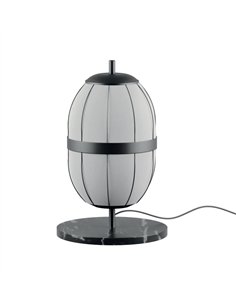 Lámpara de mesa Pull - Aromas - Pantalla ovalada de lino con base circular de mármol 2