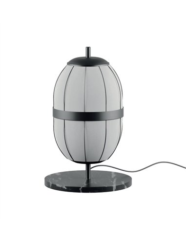 Lámpara de mesa Pull - Aromas - Pantalla ovalada de lino con base circular de mármol