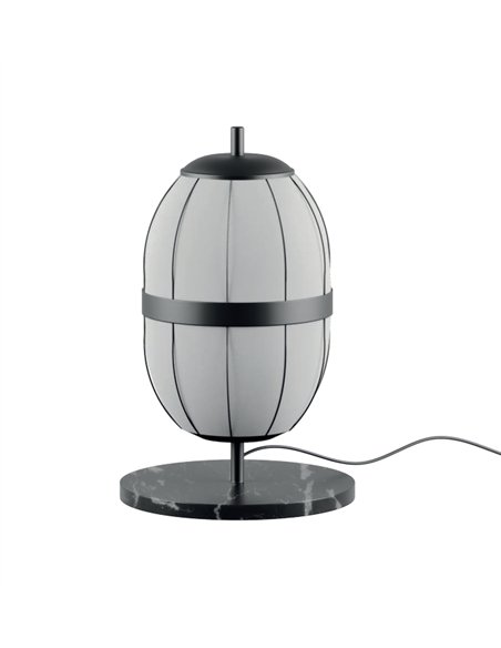 Lámpara de mesa Pull - Aromas - Pantalla ovalada de lino con base circular de mármol