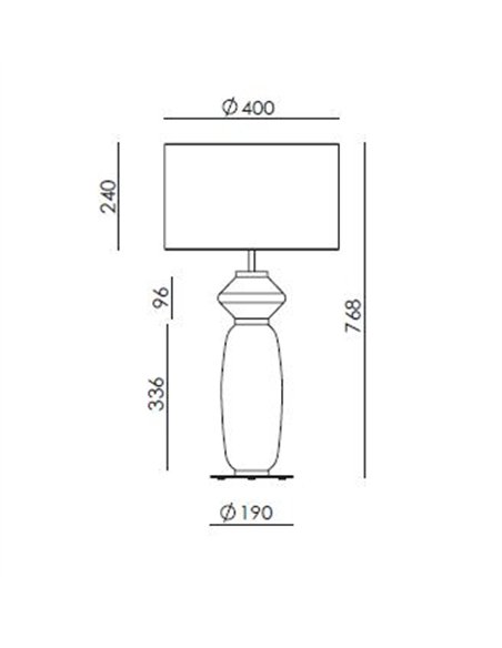 Lámpara de mesa Papi - Aromas - Cuerpo de vidrio decorativo con pantalla cilíndrica