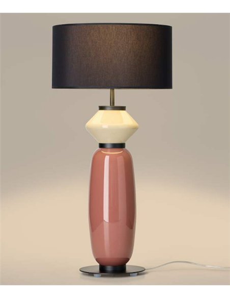 Lámpara de mesa Papi - Aromas - Cuerpo de vidrio decorativo con pantalla cilíndrica