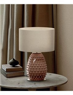 Lámpara de mesa Cactus - Aromas - Base decorativa de cristal con pantalla textil