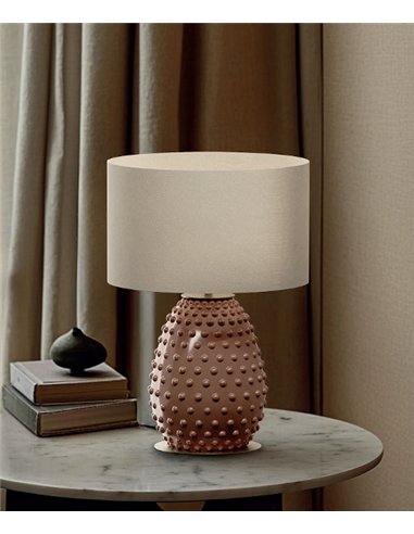 Lámpara de mesa Cactus - Aromas - Base decorativa de cristal con pantalla textil