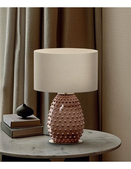 Lámpara de mesa Cactus - Aromas - Base decorativa de cristal con pantalla textil