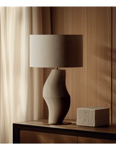 Lámpara de sobremesa Luet - Aromas - Base escultural de vidrio y pantalla cilíndrica