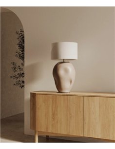 Lámpara de mesa Ural - Aromas - Base cerámica de formas orgánicas con pantalla cilíndrica