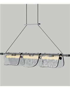 Lámpara colgante Lida - Aromas – Diseño lineal con 3 pantallas de cristal 2