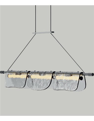 Lámpara colgante Lida - Aromas – Diseño lineal con 3 pantallas de cristal