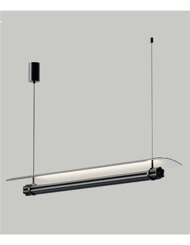 Lámpara colgante Tasta - Aromas - Estructura horizontal en metal y mármol con LED regulable