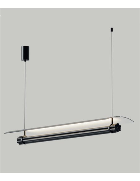 Lámpara colgante Tasta - Aromas - Estructura horizontal en metal y mármol con LED regulable