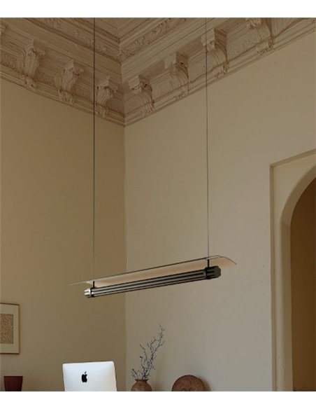 Lámpara colgante Tasta - Aromas - Estructura horizontal en metal y mármol con LED regulable