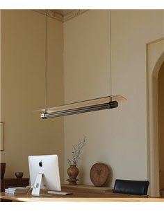 Lámpara colgante Tasta - Aromas - Estructura horizontal en metal y mármol con LED regulable