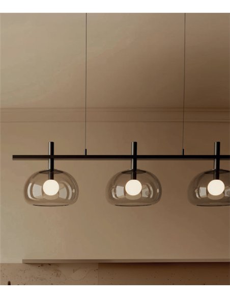 Lámpara colgante Cloud - Aromas - Diseño lineal con 3 tulipas de cristal