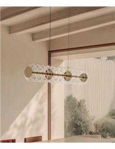 Lámpara colgante Vitree - Aromas - Diseño lineal con cristal ondulado y LED regulable