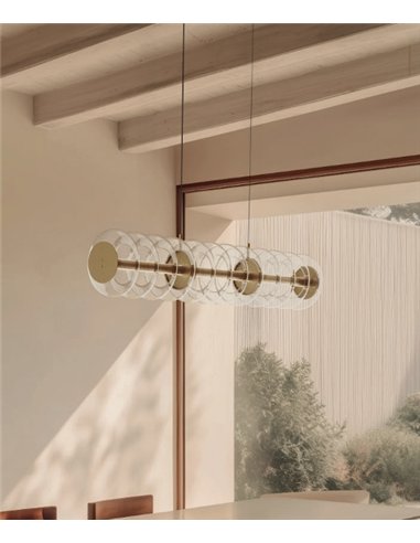 Lámpara colgante Vitree - Aromas - Diseño lineal con cristal ondulado y LED regulable