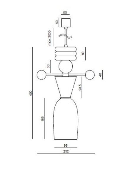 Lámpara colgante Nuro - Aromas - Diseño vertical con detalles de cristal y mármol