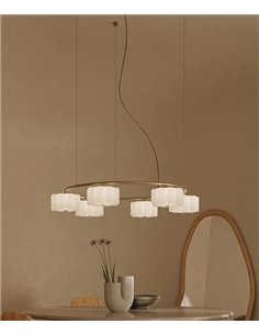 Lámpara de suspensión Flow - Aromas - Diseño circular con 6 luces y cristal opal