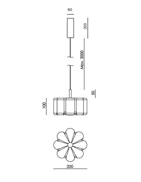 Lámpara colgante Flow - Aromas - Difusor de cristal opal con diseño floral