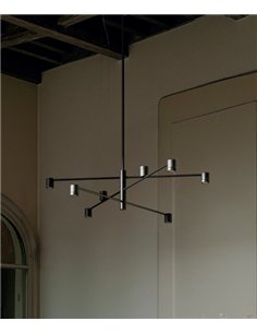 Lámpara colgante Tea - Aromas - Composición de 8 luces con brazos cruzados y detalles de mármol