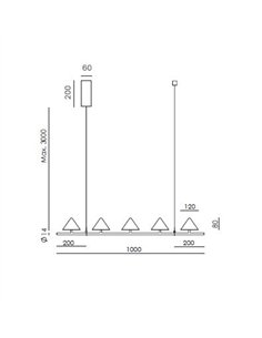 Lámpara colgante Anza - Aromas - Estructura lineal con pantallas triangulares de mármol 2
