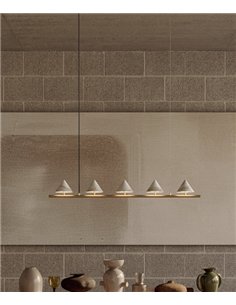 Lámpara colgante Anza - Aromas - Estructura lineal con pantallas triangulares de mármol