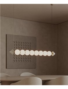 Lámpara colgante Soko - Aromas - Diseño lineal con 8 globos de cristal opal