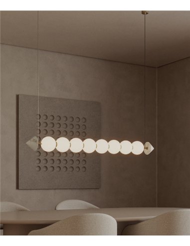 Lámpara colgante Soko - Aromas - Diseño lineal con 8 globos de cristal opal