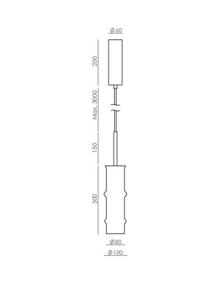 Lámpara colgante Canna S - Aromas - Diseño tubular con tulipa opal y LED regulable