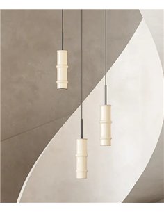 Lámpara colgante Canna S - Aromas - Diseño tubular con tulipa opal y LED regulable