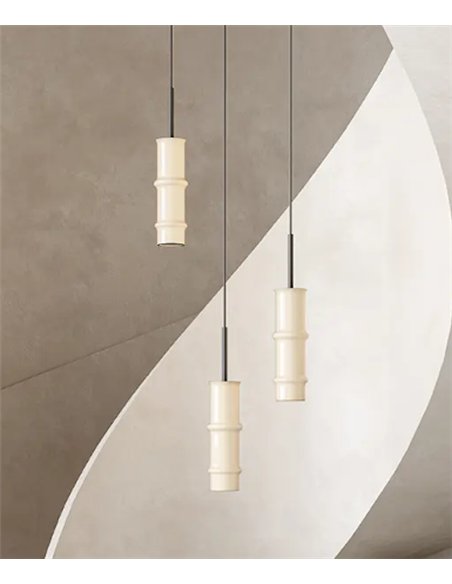 Lámpara colgante Canna S - Aromas - Diseño tubular con tulipa opal y LED regulable