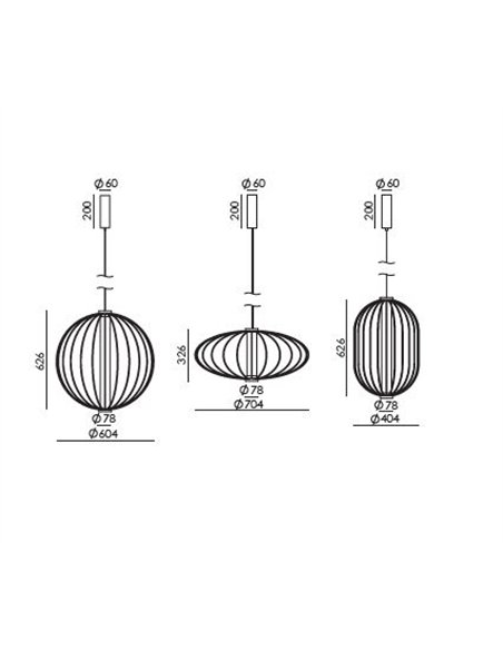Lámpara colgante Pepo - Aromas - Estructura de varillas disponible en 3 formatos