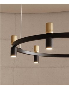 Lámpara colgante Tura - Aromas - Aro de 12 luces con cabezales revestidos en cuero 2