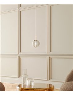 Lámpara colgante Doul - Aromas - Tulipa esférica de cristal rayado