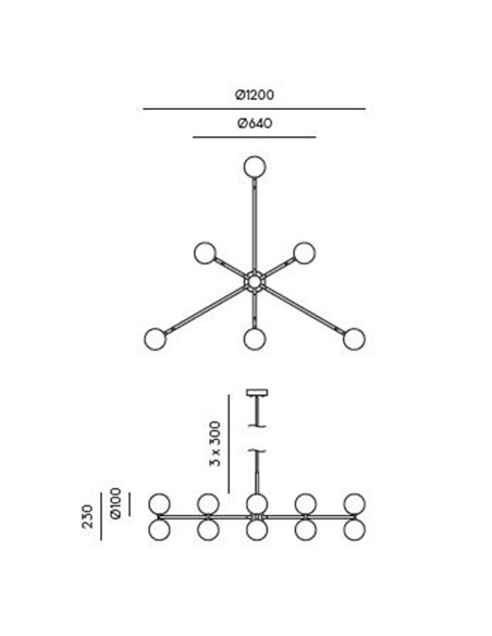 Lámpara de suspensión Dalt - Aromas - Diseño escultórico con 6 globos de cristal y mármol