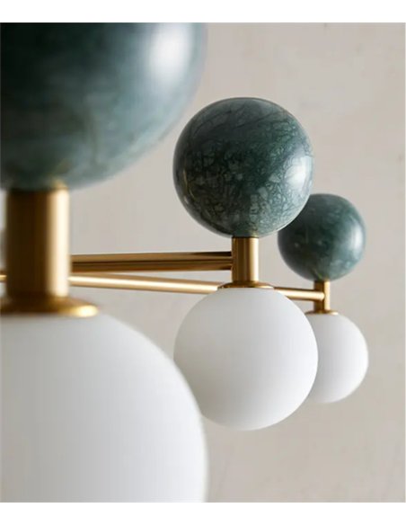 Lámpara de suspensión Dalt - Aromas - Diseño escultórico con 6 globos de cristal y mármol