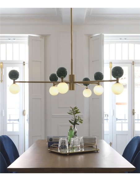 Lámpara de suspensión Dalt - Aromas - Diseño escultórico con 6 globos de cristal y mármol