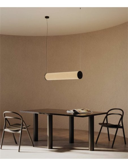 Lámpara colgante Nooi - Aromas - Diseño tubular de lino con instalación horizontal o vertical